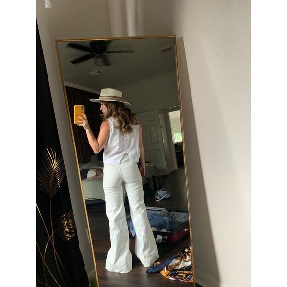 SOMETHING NAVY White Two Tone Denim Cotton Extra Wide Flair Jeans Size 25 - Picture 14 of 16